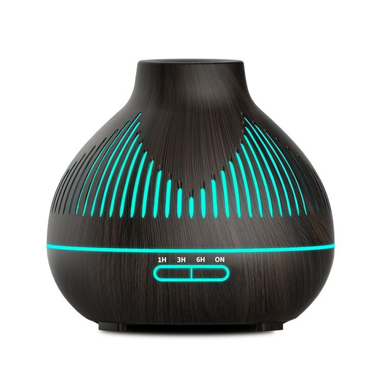(2-Pack) 500mL Wood-Grain Ultrasonic Diffuser and Humidifier, 7-Color LED Night Light with Timer, for Home, Bedroom, or Office (10–30㎡) – Dark Wood Hauptbild