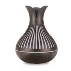 Wood Grain Flower Vase Diffuser and Humidifier, 7-Color LED Light, Timer, and Remote Control, 500 mL Ultrasonic Aroma Diffuser—Dark Wood