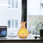 500ML Diamond Hollow Wood Grain Diffuser Humidifier, 7-Color LED Night Light, Remote Control, Timer, Continuous & Intermittent Mist - Light Wood