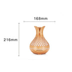 500ML Diamond Hollow Wood Grain Diffuser Humidifier, 7-Color LED Night Light, Remote Control, Timer, Continuous & Intermittent Mist - Light Wood