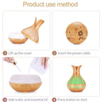 500ML Diamond Hollow Wood Grain Diffuser Humidifier, 7-Color LED Night Light, Remote Control, Timer, Continuous & Intermittent Mist - Dark Wood