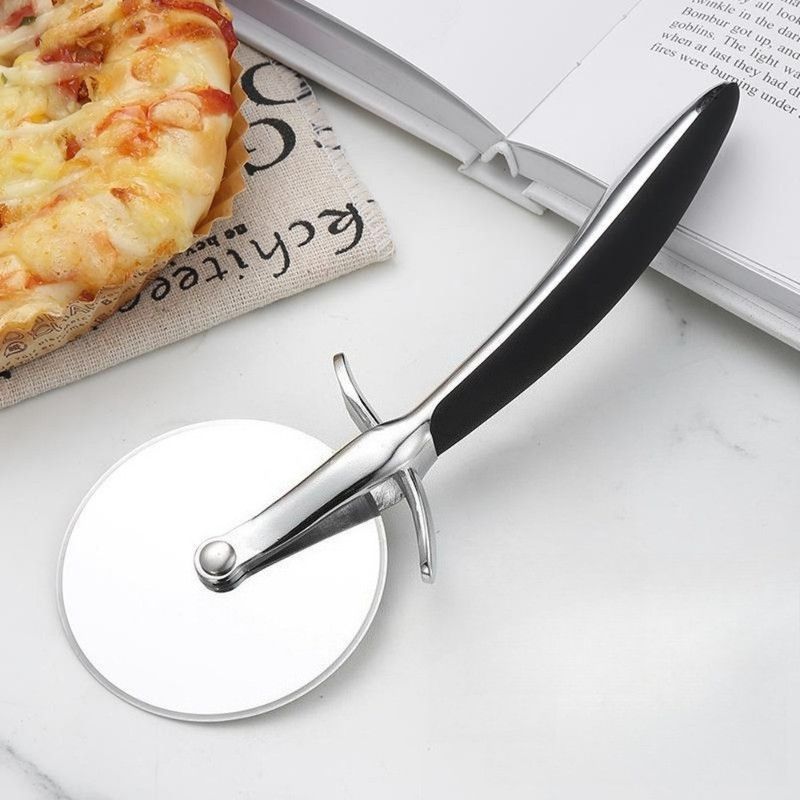 Zinc Alloy Anti-Slip Handle Pizza Cutter Wheel, Large Stainless Steel Blade for Baking Pizza Bread Slicing