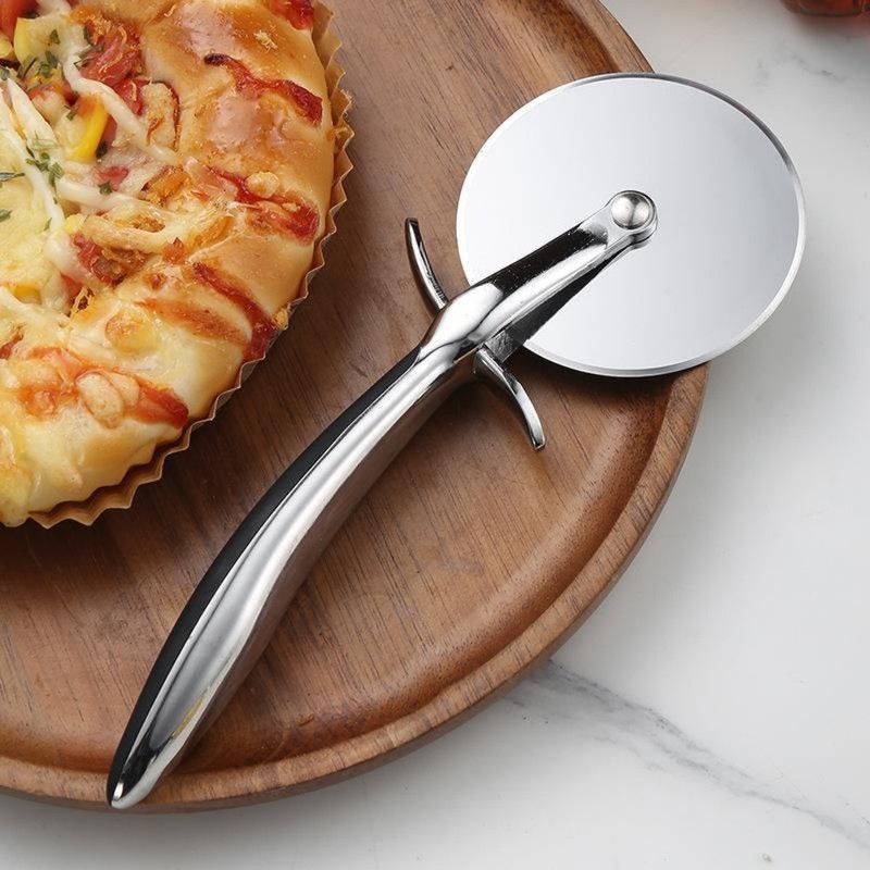 Zinc Alloy Anti-Slip Handle Pizza Cutter Wheel, Large Stainless Steel Blade for Baking Pizza Bread Slicing