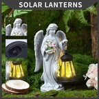 Solar-Powered Angel Lantern Outdoor Light, Resin Waterproof Garden Decorative Light, Walkway and Lawn Mood Light, Garden Statue Ornament for Ambiance