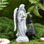 Solar-Powered Angel Lantern Outdoor Light, Resin Waterproof Garden Decorative Light, Walkway and Lawn Mood Light, Garden Statue Ornament for Ambiance
