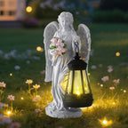 Solar-Powered Angel Lantern Outdoor Light, Resin Waterproof Garden Decorative Light, Walkway and Lawn Mood Light, Garden Statue Ornament for Ambiance