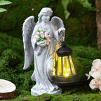 Solar-Powered Angel Lantern Outdoor Light, Resin Waterproof Garden Decorative Light, Walkway and Lawn Mood Light, Garden Statue Ornament for Ambiance