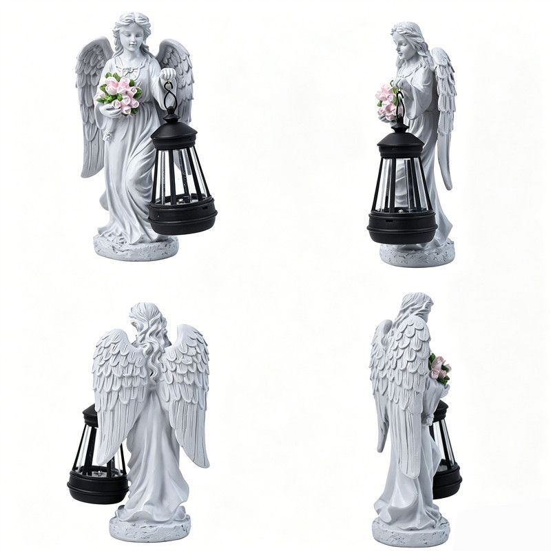 Solar-Powered Angel Lantern Outdoor Light, Resin Waterproof Garden Decorative Light, Walkway and Lawn Mood Light, Garden Statue Ornament for Ambiance