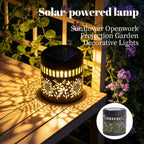 Solar-Powered Wrought Iron Sunflower-Patterned Openwork Projection Light, Courtyard and Garden Mood Light, Outdoor Waterproof Wrought Iron Garden Light, Lawn Night Light - 1-Pack