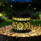 Solar-Powered Wrought Iron Sunflower-Patterned Openwork Projection Light, Courtyard and Garden Mood Light, Outdoor Waterproof Wrought Iron Garden Light, Lawn Night Light - 1-Pack