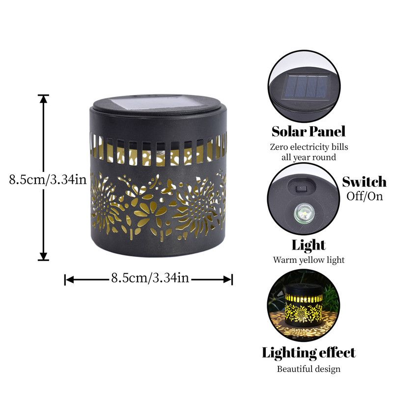 Solar-Powered Wrought Iron Sunflower-Patterned Openwork Projection Light, Courtyard and Garden Mood Light, Outdoor Waterproof Wrought Iron Garden Light, Lawn Night Light - 1-Pack