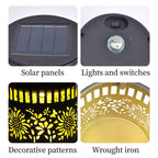 Solar-Powered Wrought Iron Sunflower-Patterned Openwork Projection Light, Courtyard and Garden Mood Light, Outdoor Waterproof Wrought Iron Garden Light, Lawn Night Light - 1-Pack
