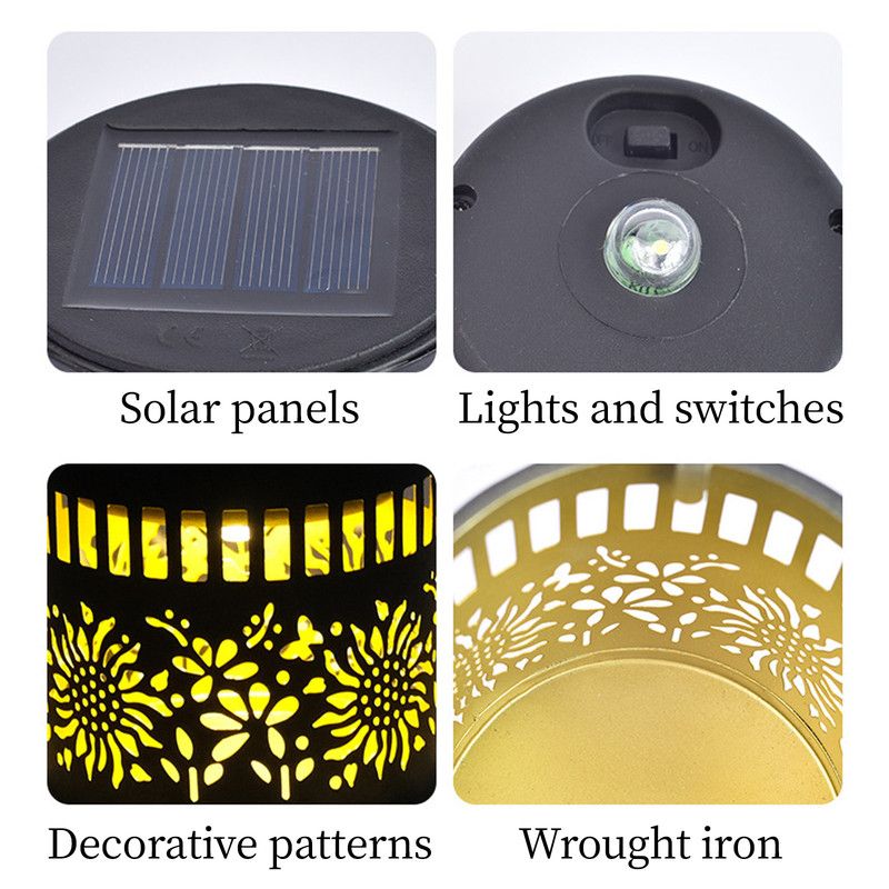 Solar-Powered Wrought Iron Sunflower-Patterned Openwork Projection Light, Courtyard and Garden Mood Light, Outdoor Waterproof Wrought Iron Garden Light, Lawn Night Light - 1-Pack