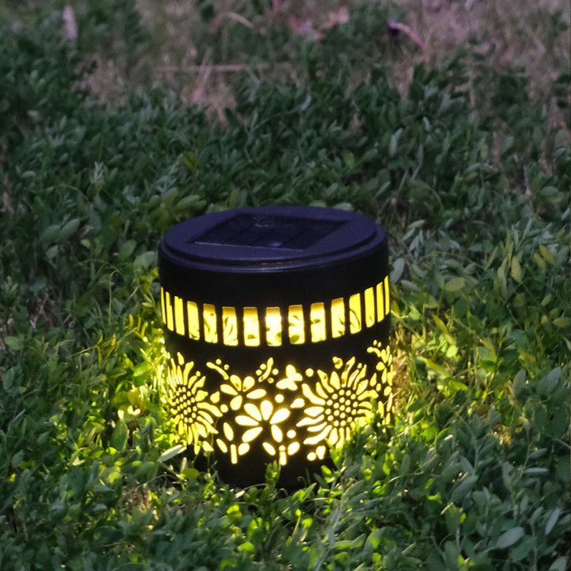 Solar-Powered Wrought Iron Sunflower-Patterned Openwork Projection Light, Courtyard and Garden Mood Light, Outdoor Waterproof Wrought Iron Garden Light, Lawn Night Light - 1-Pack