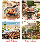 Complete Multi-Functional BBQ Tool Set, 31-Piece Deluxe BBQ Tool Set, Food-Grade Stainless Steel BBQ Tools with Wood-Grain Handles—Ideal for Home and Outdoor BBQs, Includes Portable Camping Storage Bag—Wood-Grain Finish