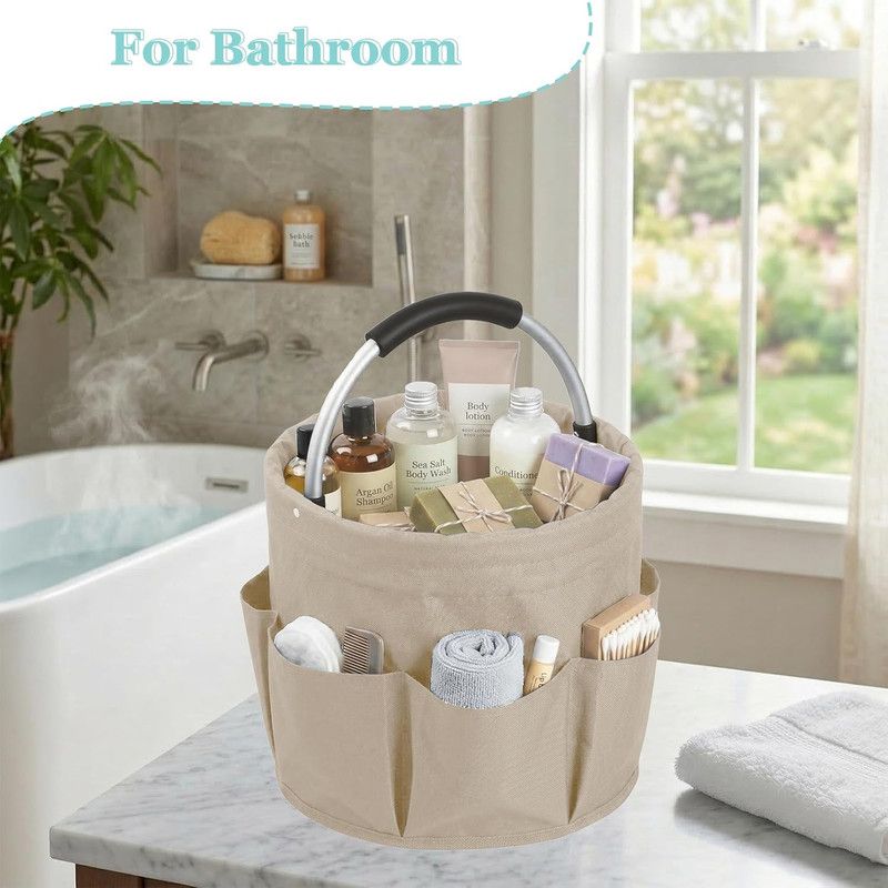 Garden Tool Organizer Bag 17L Collapsible Tool Bag Foldable Tool Organizer Outdoor Camping Portable Shower Caddy Cleaning Supply Caddy with Handle for Home Bathroom Storage Bath Wash Bag（khaki）