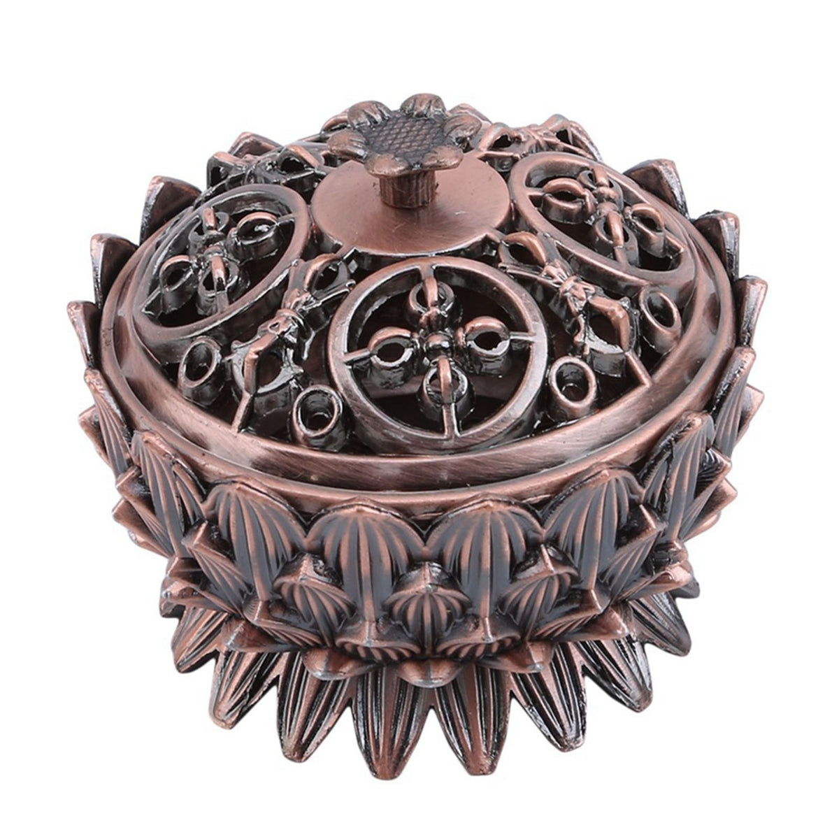 Lotus Incense Burner Zinc Alloy Cone Incense Holder Burner Small Incense Holder Ornaments for Home Decoration Brown Hauptbild