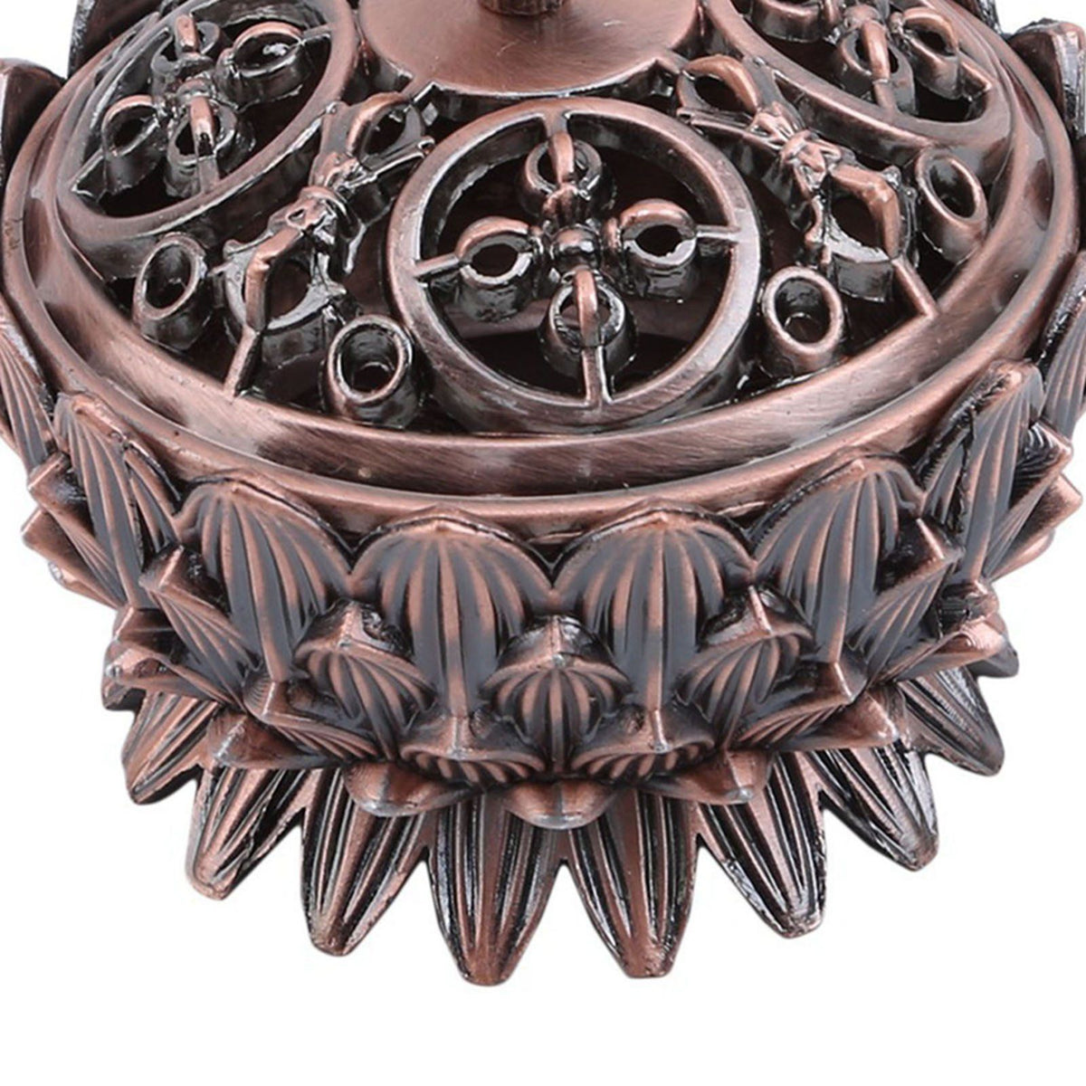 Lotus Incense Burner Zinc Alloy Cone Incense Holder Burner Small Incense Holder Ornaments for Home Decoration Brown