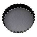 6PCS Removable Bottom Tart Pan Non Stick Coating Carbon Steel Black Quiche Pan for Kitchen