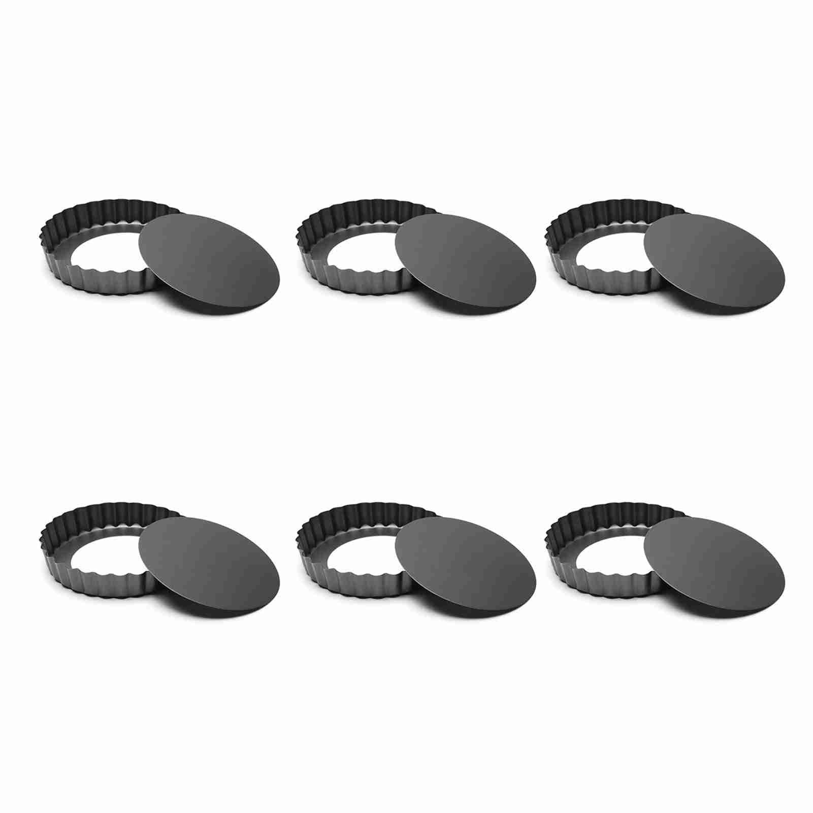 6Pcs 3in Quiche Pan Food Grade Prevents Sticking Carbon Steel Tart Pan with Removable Bottom for Baking Cakes Cheesecakes Hauptbild