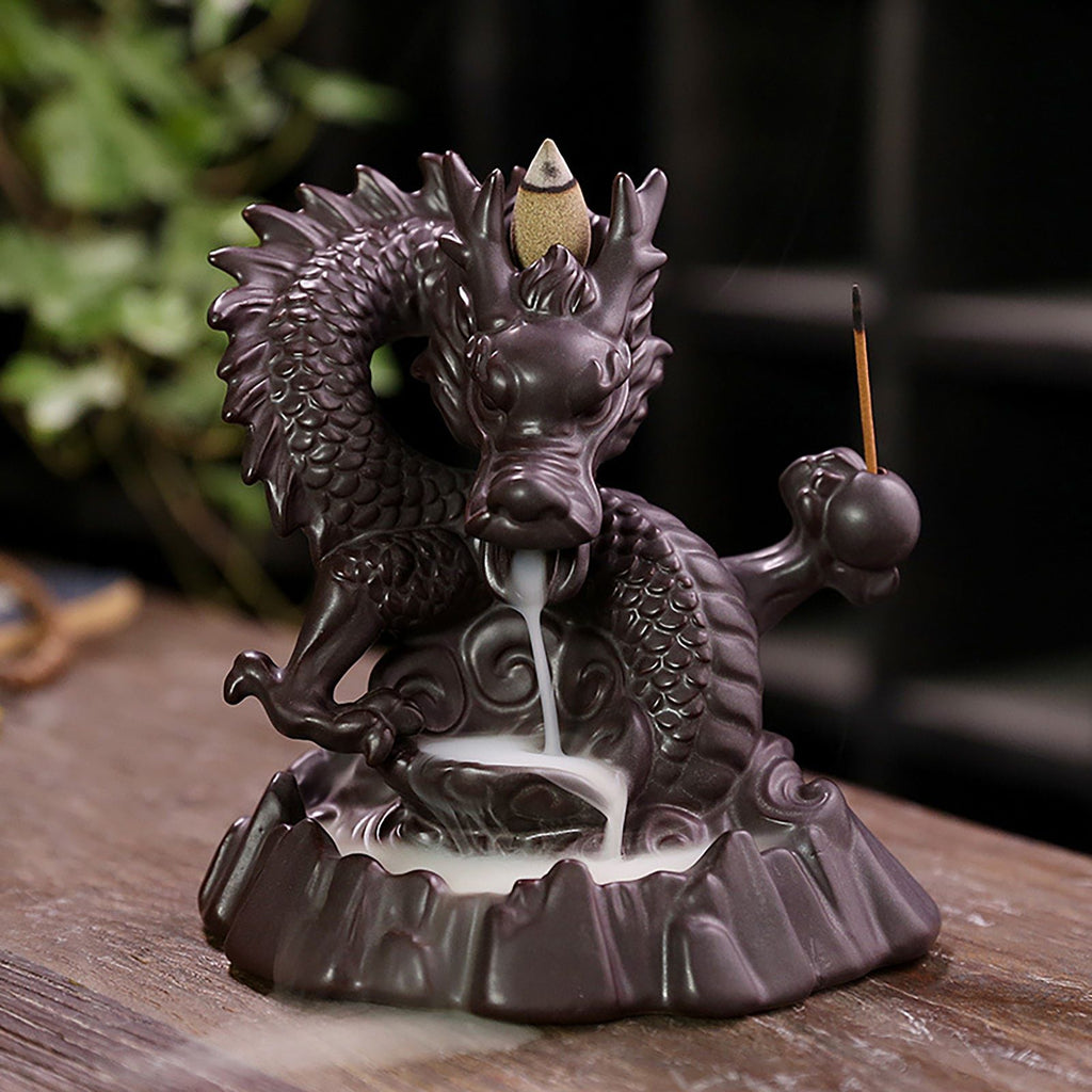 Ceramic Chinese Auspicious Dragon Backflow Incense Burner