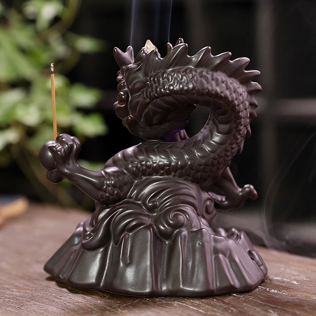Ceramic Chinese Auspicious Dragon Backflow Incense Burner