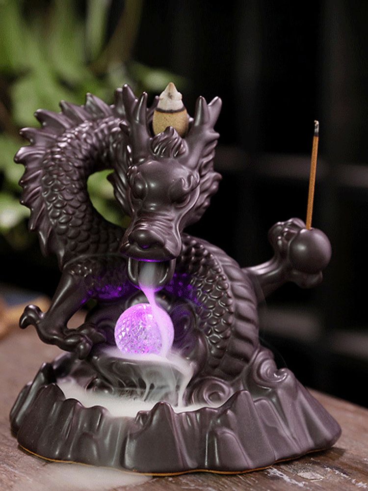 Ceramic Chinese Auspicious Dragon Backflow Incense Burner