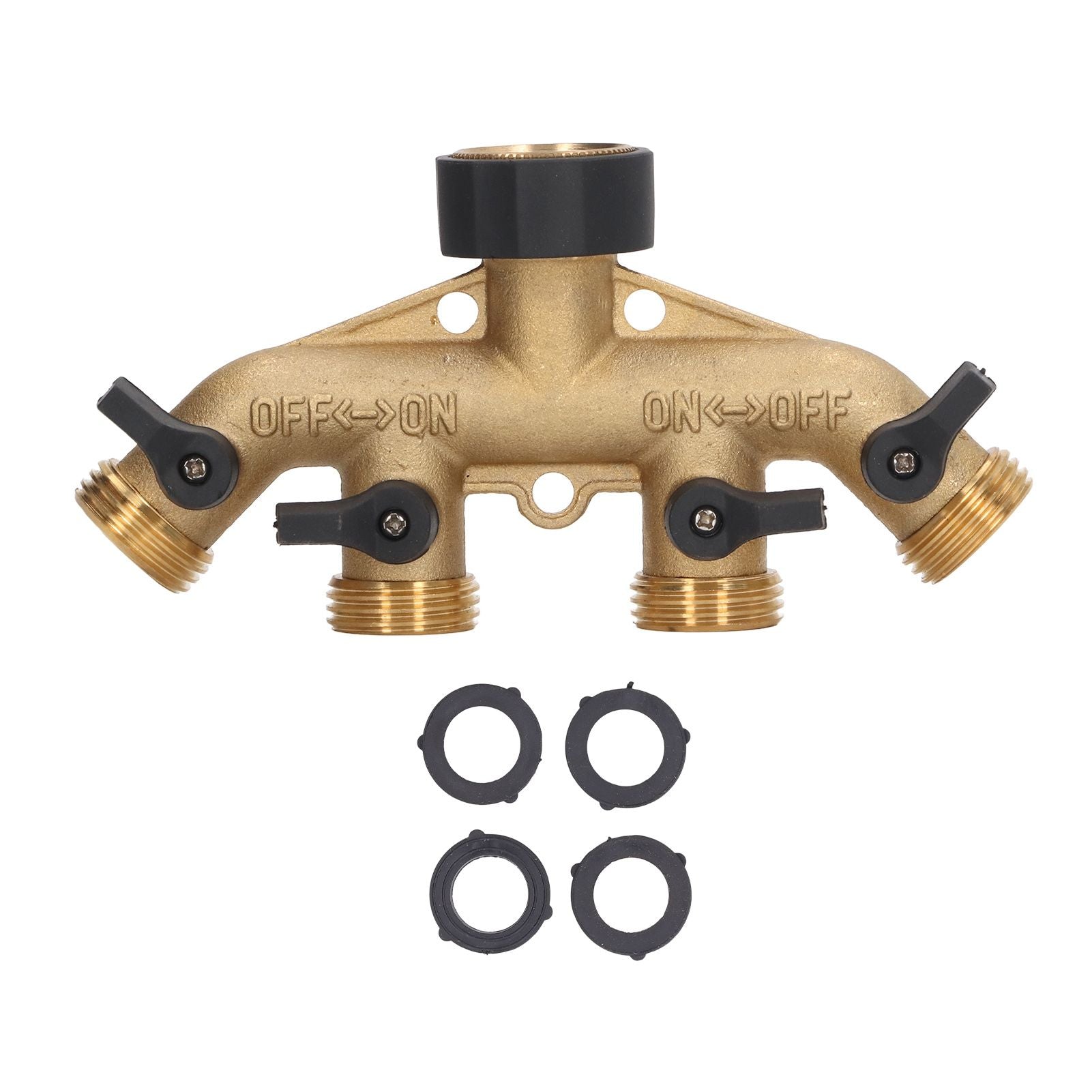 4 Way Water Splitter Brass Ball Valve Distributor for Garden Watering Agricultural Irrigation Car Washing US Style Main image