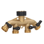 4 Way Water Splitter Brass Ball Valve Distributor for Garden Watering Agricultural Irrigation Car Washing US Style