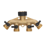 4 Way Water Splitter Brass Ball Valve Distributor for Garden Watering Agricultural Irrigation Car Washing US Style