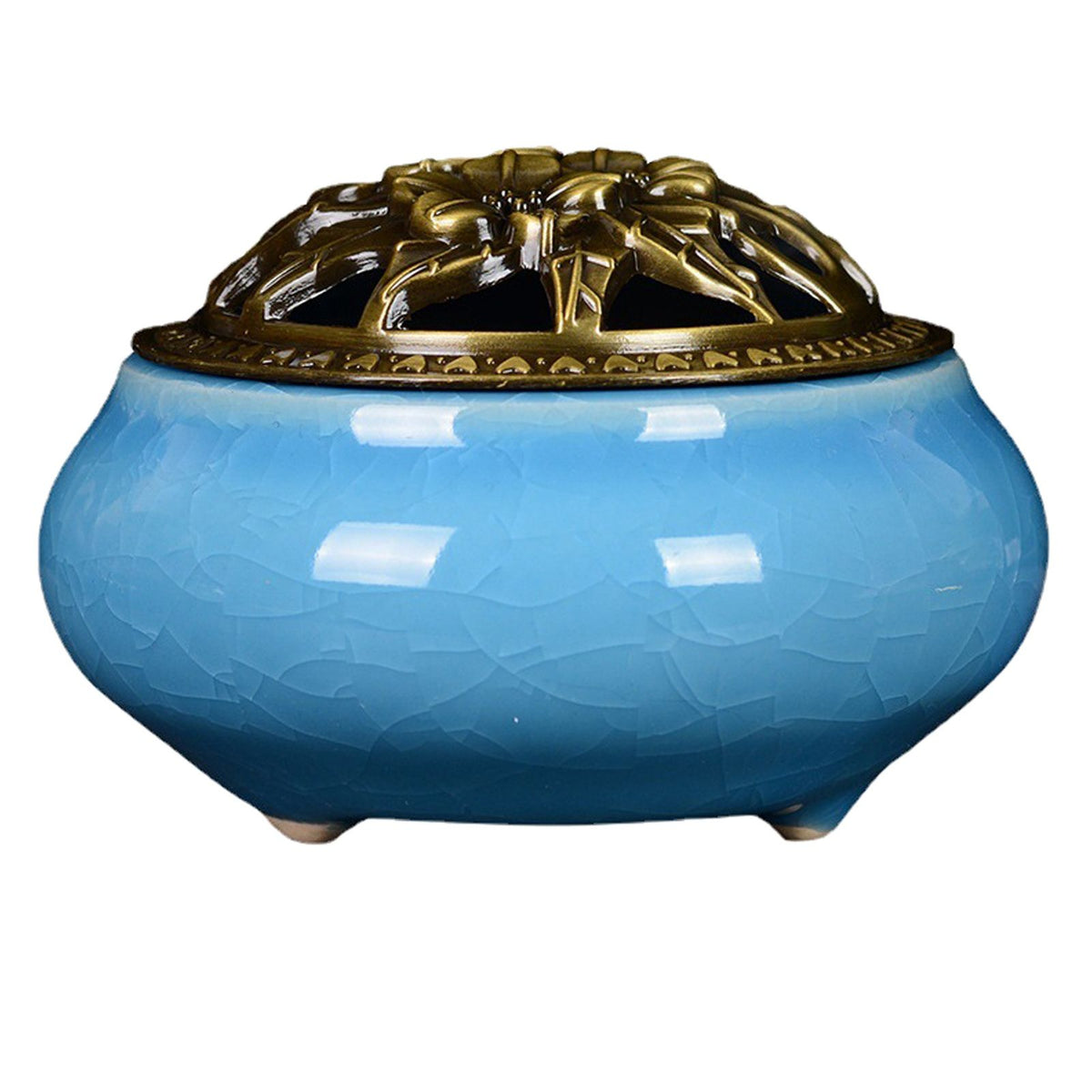 Sky Blue Ceramic Incense Burner Household Indoor Ice Cracked Incense Burner with Lid Hauptbild
