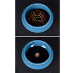 Sky Blue Ceramic Incense Burner Household Indoor Ice Cracked Incense Burner with Lid