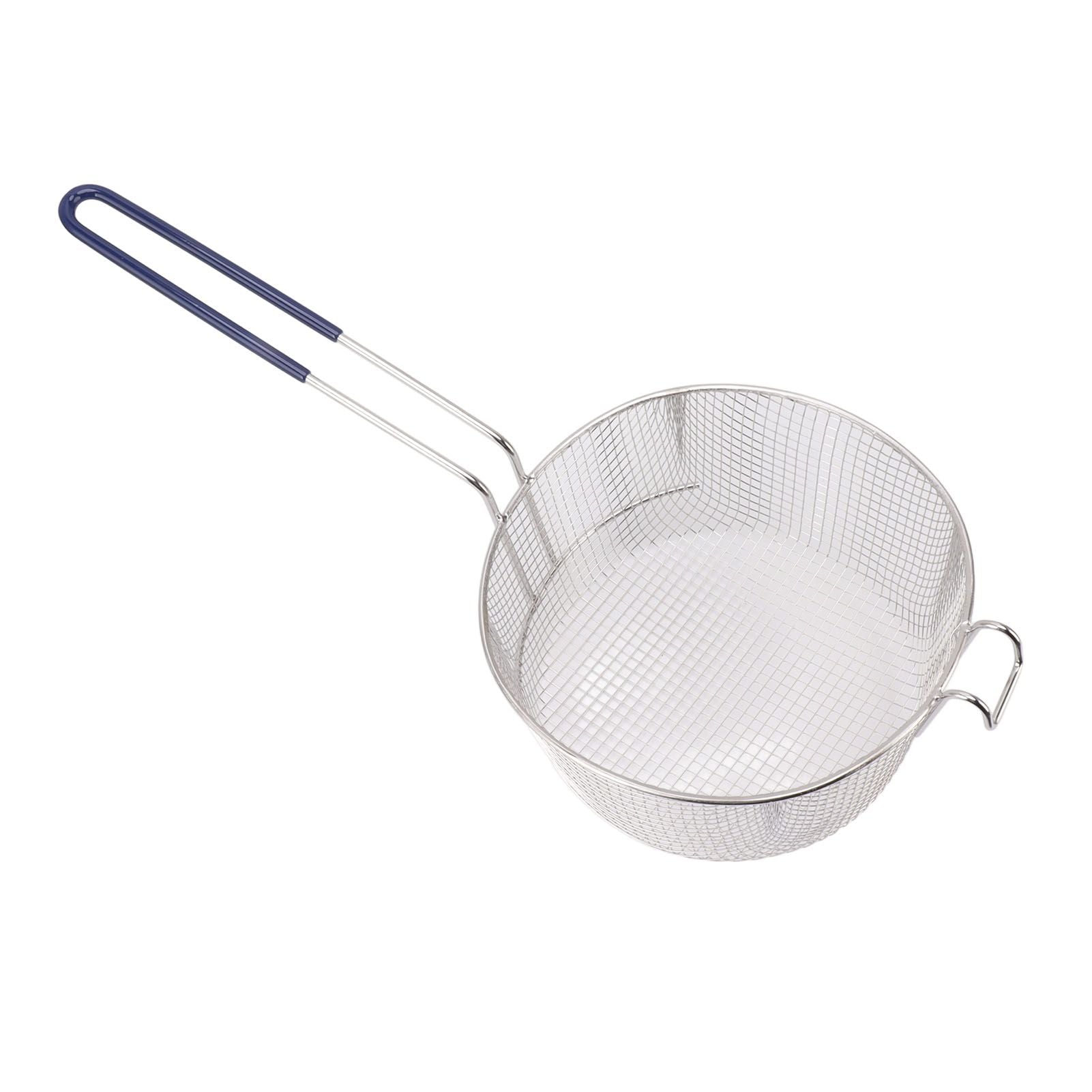 Frying Basket Stainless Steel Long Handle Reusable Rust Resistant Fry Net for Fish Chicken Nuggets Rubber Handle Secondary image