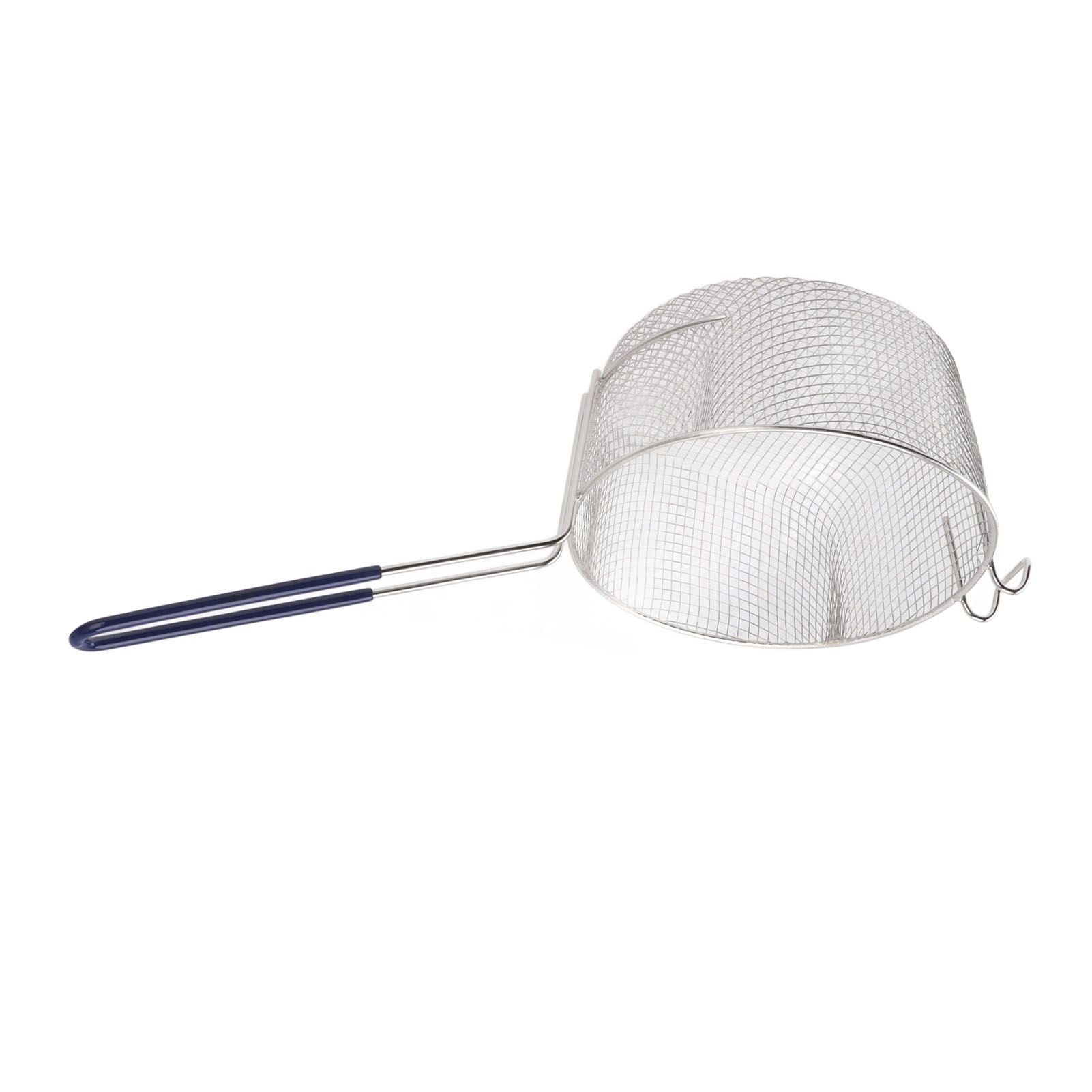 Frying Basket Stainless Steel Long Handle Reusable Rust Resistant Fry Net for Fish Chicken Nuggets Rubber Handle