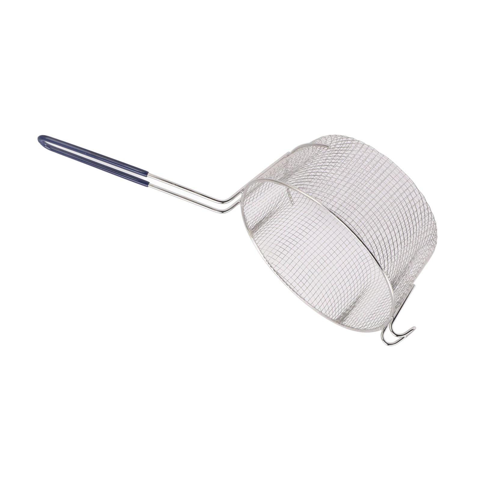 Frying Basket Stainless Steel Long Handle Reusable Rust Resistant Fry Net for Fish Chicken Nuggets Rubber Handle