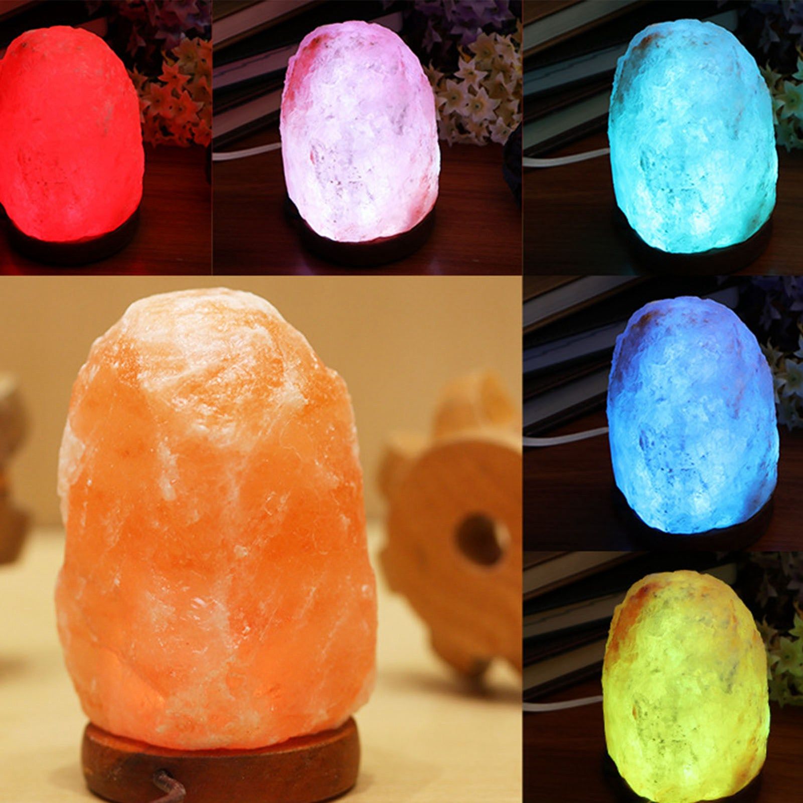 Himalayan Salt Lamp Colorful Changing LED Crystal Salt Lamp USB Power Natural Landscape Light Main image