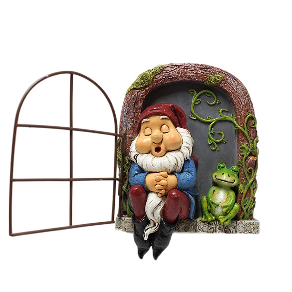 Mini Garden Resin Crafts Decoration Gnome Window Sleeping Garden Sculpture Gnome Outdoor Ornament Decoration