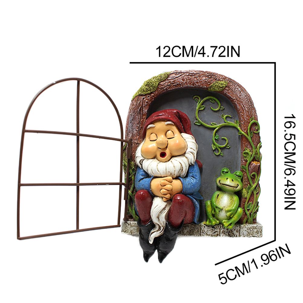 Mini Garden Resin Crafts Decoration Gnome Window Sleeping Garden Sculpture Gnome Outdoor Ornament Decoration