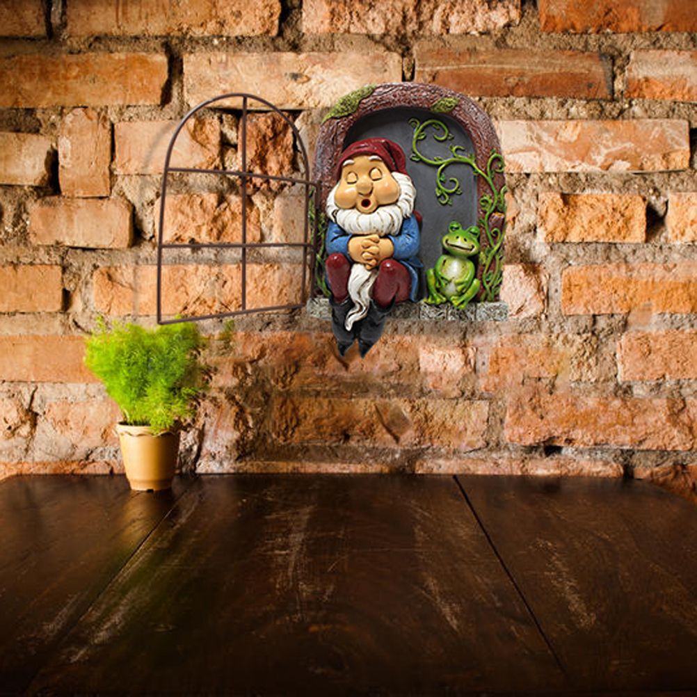 Mini Garden Resin Crafts Decoration Gnome Window Sleeping Garden Sculpture Gnome Outdoor Ornament Decoration