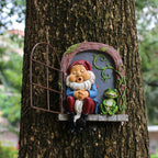 Mini Garden Resin Crafts Decoration Gnome Window Sleeping Garden Sculpture Gnome Outdoor Ornament Decoration