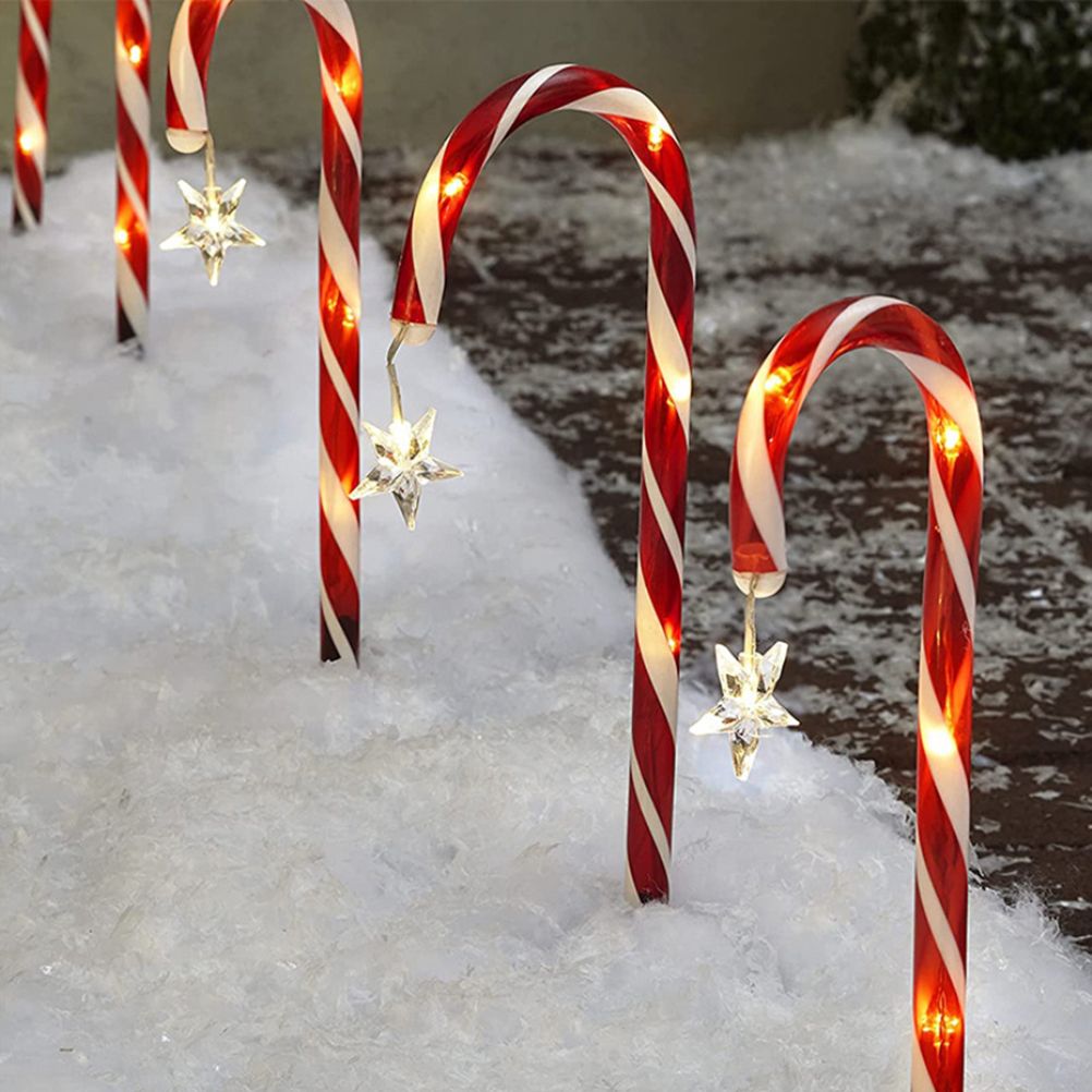 Outdoor Solar Garden Lamp Waterproof Solar Christmas Cane Stake Light Lawn Yard Ornament for Indoor or Outdoor