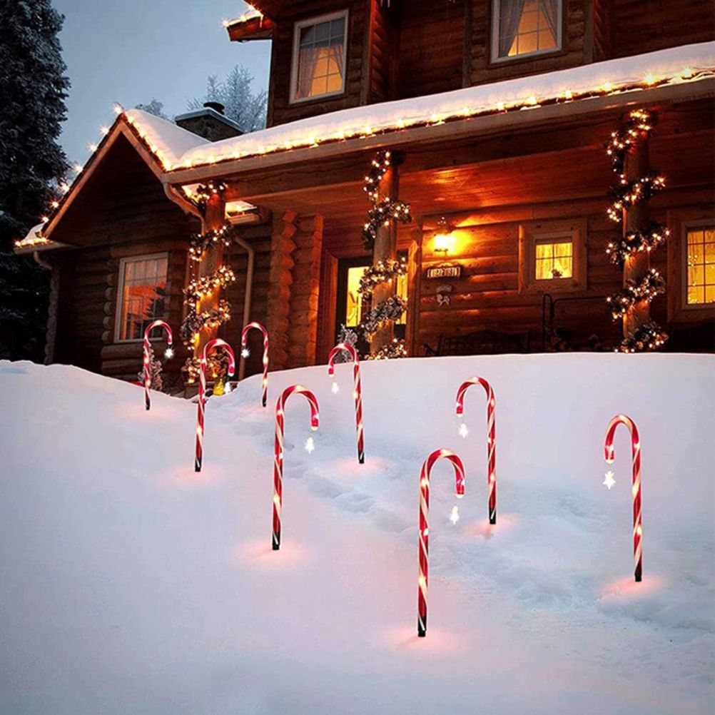 Outdoor Solar Garden Lamp Waterproof Solar Christmas Cane Stake Light Lawn Yard Ornament for Indoor or Outdoor