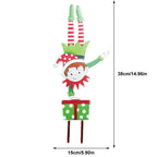 Christmas Elf Garden Stake Christmas Metal Gnome Yard Stake Wrought Iron Elf Ornament Yard Signs Decor Outdoor Holiday Decoration