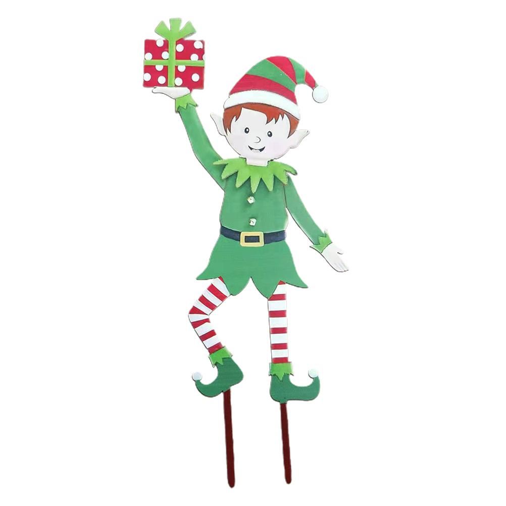 Christmas Elf Garden Stake Christmas Metal Gnome Yard Stake Wrought Iron Elf Ornament Yard Signs Decor Outdoor Holiday Decoration Hauptbild