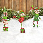 Christmas Elf Garden Stake Christmas Metal Gnome Yard Stake Wrought Iron Elf Ornament Yard Signs Decor Outdoor Holiday Decoration