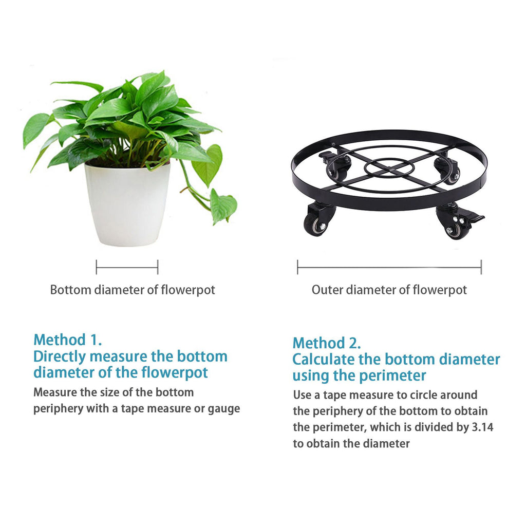 Mobile Flower Stand with Universal Wheels Metal Movable Flower Pot Stand