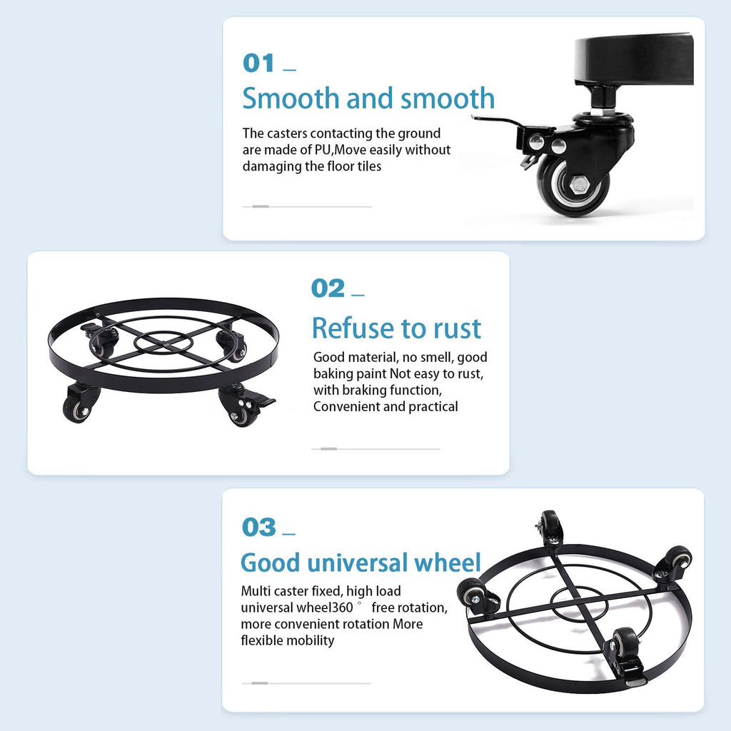 Mobile Flower Stand with Universal Wheels Metal Movable Flower Pot Stand