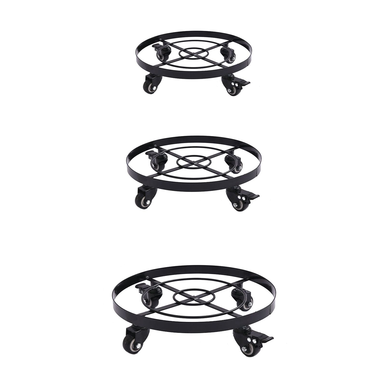 Mobile Flower Stand with Universal Wheels Metal Movable Flower Pot Stand
