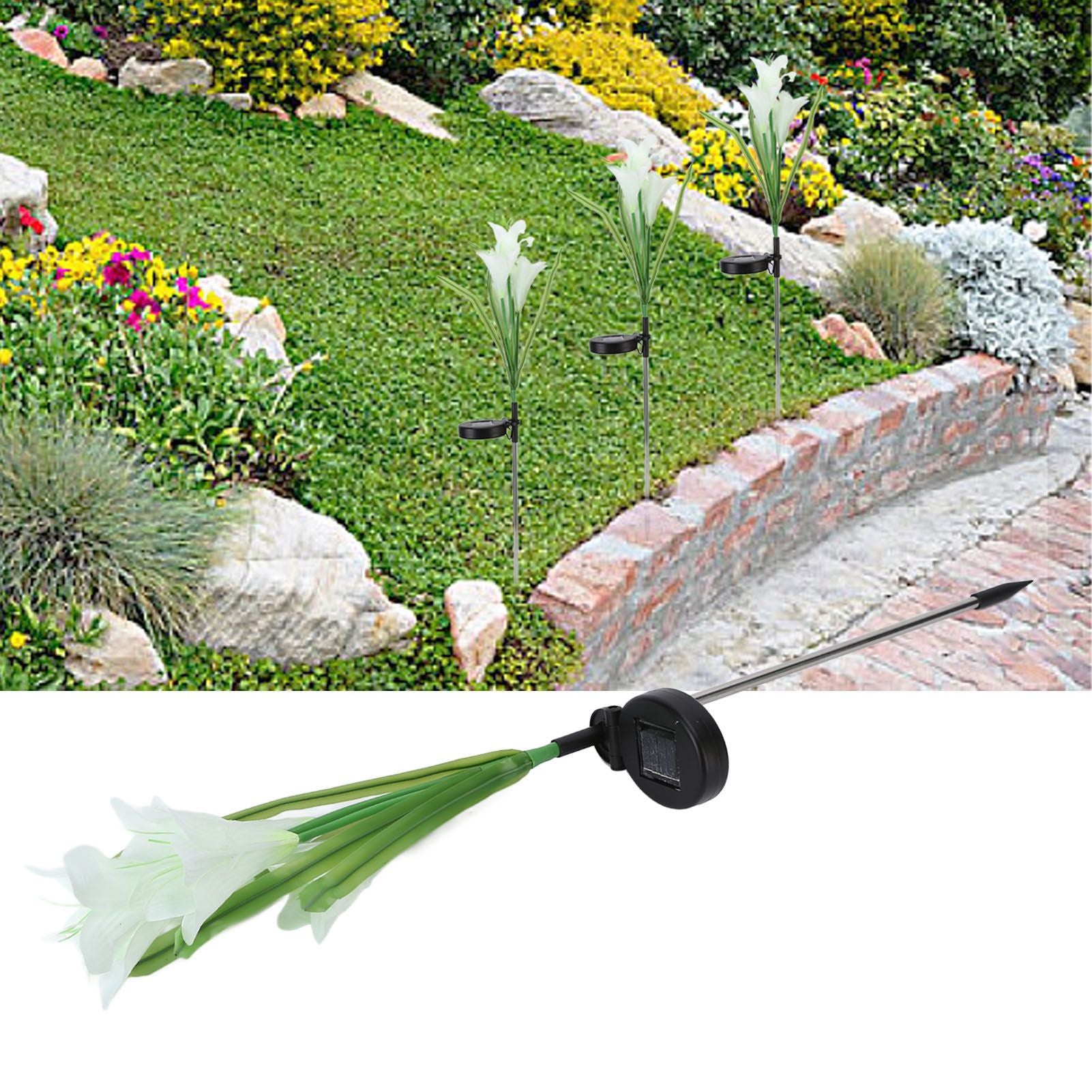 Solar Powered Flower Lights Waterproof Outdoor Solar Garden Stake Lights for Garden Patio BackyardWhite Color