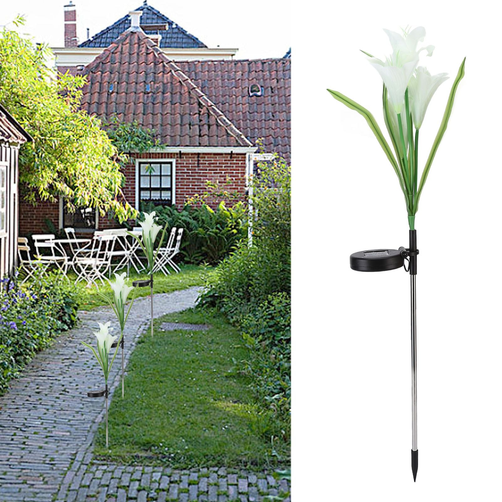 Solar Powered Flower Lights Waterproof Outdoor Solar Garden Stake Lights for Garden Patio BackyardWhite Color